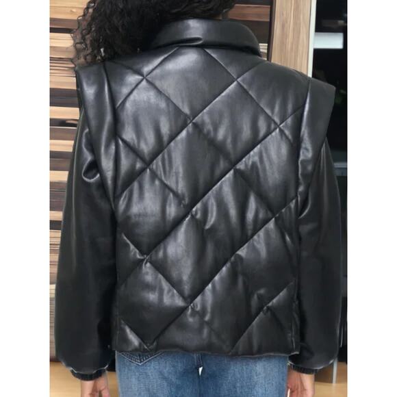 NWT - PISTOLA Women's Black Callista Quilted Faux Leather Jacket Size: L - Picture 3 of 8